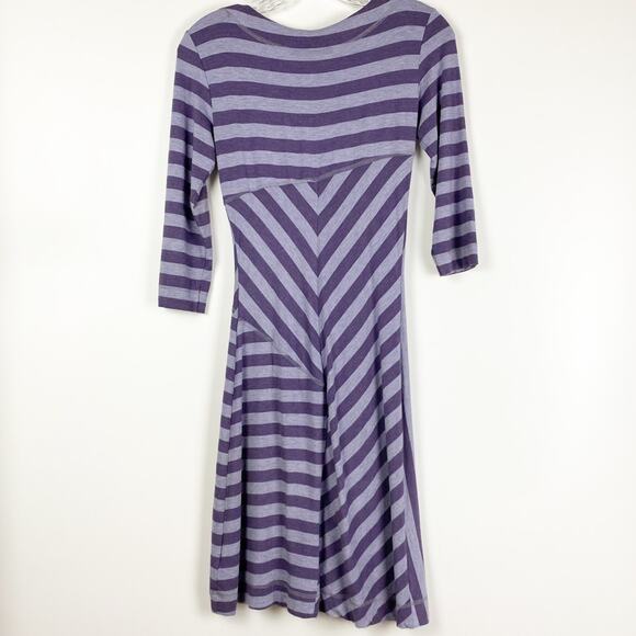 Athleta Striped Splendor Lotus Dress Purple Stripe Faux Wrap Womens Size XXS - Picture 8 of 11